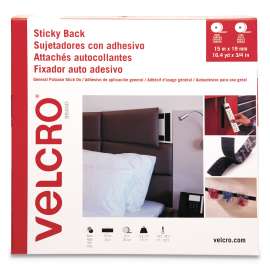 Sticky-Back Fasteners, Removable Adhesive, 0.75" x 49 ft, Black