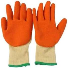 144 Pairs Yellow Safety Gloves for Men/Women, Non Slip Orange Latex Palm Work Gloves, Heavy Duty Cotton Garden Yard Gloves