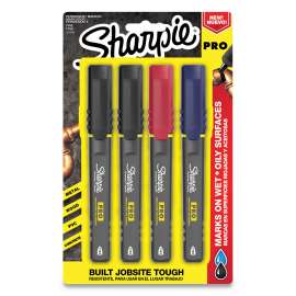Pro Permanent Marker, Fine Bullet Tip, Assorted Colors, 4/Pack