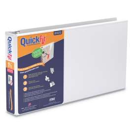 QuickFit Landscape Spreadsheet Round Ring View Binder, 3 Rings, 1.5" Capacity, 14 x 8.5, White