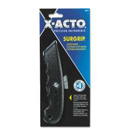 SurGrip Utility Knife w/Contoured Metal Handle & Retractable Blade, Black