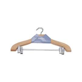 Simple Spaces 2 Clip Heavy Duty Clothes Hanger, Wood, Natural
