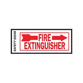 HY-KO FE-2R Safety Sign, Fire Extinguisher Right Arrow, Red Legend, Vinyl, 10 in W x 4 in H Dimensions