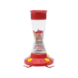 Perky-Pet 210PB Bird Feeder, Pinch Waist, 16 oz, 4-Port/Perch, Hardened Glass/Plastic, Red, 7.1 in H