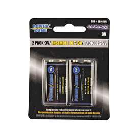 PowerZone 6LR61-2P-DB Battery, 9 V Battery, Alkaline, Manganese Dioxide, Potassium Hydroxide and Zinc