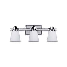 CANARM IVL220A03CH Vanity Light, 100 W, 3-Lamp, A Lamp, Steel Fixture, Chrome Fixture