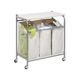 Honey-Can-Do SRT-01196 Triple Sorter, Natural, 16-1/2 in W, 33 in H, 31 in D