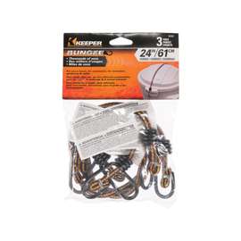 KEEPER 06303 Bungee Cord, 24 in L, Rubber, Hook End