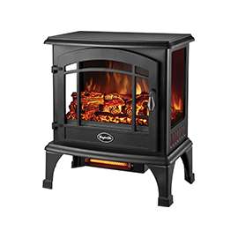 Comfort Glow EQS5140 Electric Stove, 120 V, Thermostat Control, Steel, Black