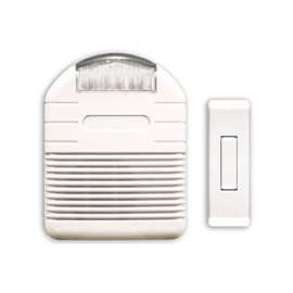 Heathco Wireless Doorbell-Strobe Light Kit, 100 ft Operating, 3 Tones, White