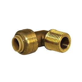 SharkBite U276LFA Dishwasher Elbow, 1/4 x 3/8 in, Slip Joint x MNPT, Brass, Chrome/Natural Brass