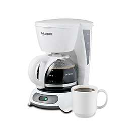 Mr. Coffee DR4-NP Simple Brew Coffee Maker, 4 Cups Capacity, 110 V, 700 W, White