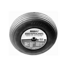 ARNOLD WB-436 Wheelbarrow Wheel, 400 x 6 in Tire, 14 in Dia Tire, Ribbed Tread, 3 in L Hub