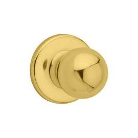 Kwikset 200P3RCLRCS Door Knob, Polished Brass, 1-3/8 to 1-3/4 in Thick Door, 2-1/4 in Strike