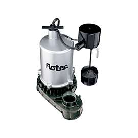 Flotec FPZT7550 Sump Pump, 7.9 A, 115 V, 1 hp, 1-1/2 in Outlet, 29 ft Max Head, 4980 gph, Zinc