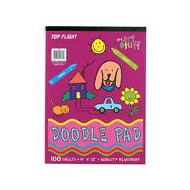 Top Flight 4650215 Doodle Pad, Newsprint Sheet, 8-3/4 in L x 12 in W Sheet, 100-Sheet, White Sheet