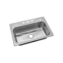 Sterling Southhaven Series 45987-4-NA Kitchen Sink, 4-Faucet Hole, 22 in OAW, 9-1/4 in OAD, 33 in OAH, Stainless Steel