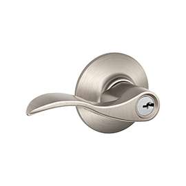 Schlage Accent Series F51A V ACC 619 Entry Lever Lockset, Brass, Satin Nickel