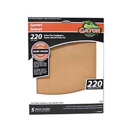 Gator 4465-012 Sanding Sheet, 11 in L, 9 in W, Extra Fine, 220 Grit, Garnet Abrasive
