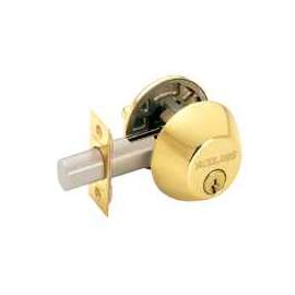 Schlage B60505 Deadbolt, Brass, 2-3/8 x 2-3/4 in Backset, C Keyway