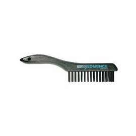 Shoe Handle Scratch Brushes, 10 1/4", 4X16 Rows, Carbon Stl Wire, Plastic Handle