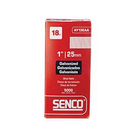 SENCO AY13EAA Nail, 1 in L, 18 Gauge, Steel, Electro-Galvanized, Brad, Slight Head, Smooth Shank