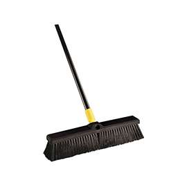 Quickie 00594 Push Broom, 24 in Sweep Face, Tampico Bristle, Steel Handle