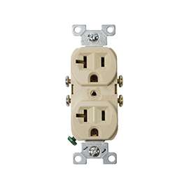 Eaton Wiring Devices 877V-BOX Duplex Receptacle, 2 -Pole, 20 A, 125 V, Side Wiring, Ivory