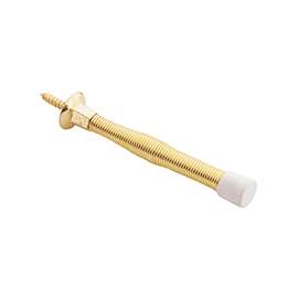 Prosource H61-Z010-PS Light-Duty Door Stop, 3/4" in Dia Base, 3 in Projection, Plastic & Steel, Polished Brass