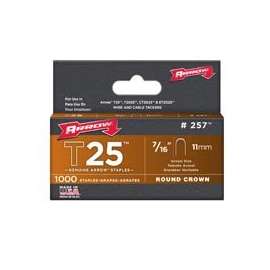 Arrow T25 Series 257 Round Crown Staple, 5/16 in W Crown, 7/16 in L Leg