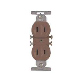 Eaton Wiring Devices 736B-BOX Duplex Receptacle, 2 -Pole, 15 A, 125 V, Side Wiring, NEMA: 1-15R, Brown