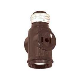 Eaton Wiring Devices 715B-BOX Lamp Holder Adapter, 660 W, 2-Outlet, Thermoplastic, Brown