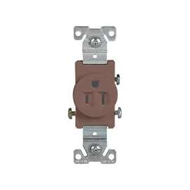 Eaton Wiring Devices 817B-BOX Single Receptacle, 2 -Pole, 125 V, 15 A, Side Wiring, NEMA: NEMA 5-15R, Brown