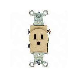 Eaton Wiring Devices 817V-BOX Single Receptacle, 2 -Pole, 125 V, 15 A, Side Wiring, NEMA: NEMA 5-15R, Ivory