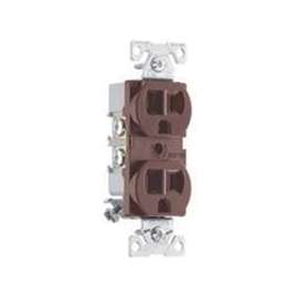 Eaton Wiring Devices 827B-BOX Duplex Receptacle, 2 -Pole, 15 A, 125 V, Side Wiring, NEMA: 5-15R, Brown