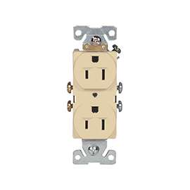 Eaton Wiring Devices 827V-BOX Duplex Receptacle, 2 -Pole, 15 A, 125 V, Side Wiring, NEMA: 5-15R, Ivory