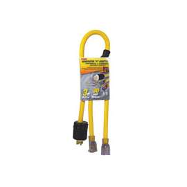 Prime GCT20903 Generator Adapter Cord with Indicator Light, 10/4 AWG Cable, 3 ft L, Yellow