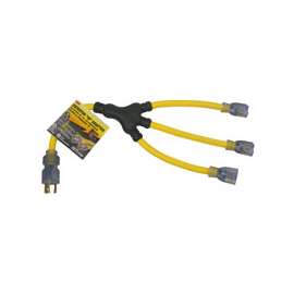 Prime GC130802 Generator W-Adapter with Indicator Light, 12/3 AWG Cable, 2 ft L, Yellow