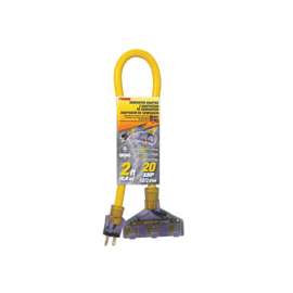 Prime GCT12802 Generator Adapter Cord with Indicator Light, 12 AWG Cable, T-Blade Plug, T-Blade Plug, 2 ft L, 20 A