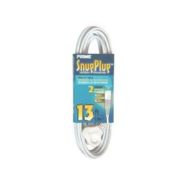 Prime SnugPlug EC920613 Extension Cord, 16/2 AWG Cable, 13 ft L, 13 A, 125 V, White