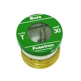 Bussmann T-30 Plug Fuse, 30 A, 125 V, 10 kA Interrupt, Plastic Body, Low Voltage, Time Delay Fuse
