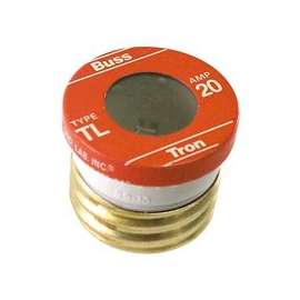 Bussmann TL-20 Plug Fuse, 20 A, 125 V, 10 kA Interrupt, Plastic Body, Low Voltage, Time Delay Fuse