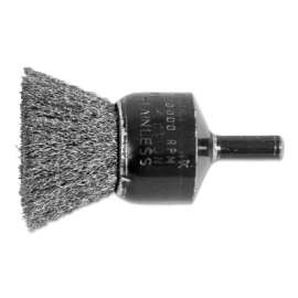 Standard Duty Crimped End Brushes, Stainless Steel, 20,000 rpm, 1" x 0.006"