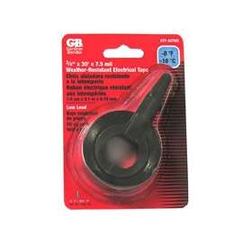 GB GTP-307WD Electrical Tape, 30 ft L, 3/4 in W, PVC Backing, Black