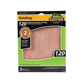 Gator 7263 Sanding Sheet, 11 in L, 9 in W, 120 Grit, Fine, Aluminum Oxide Abrasive