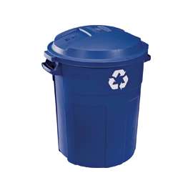 Rubbermaid 1792641 Recycle Trash Can, 32 gal Capacity, Easy Grip Handle, Plastic, Blue
