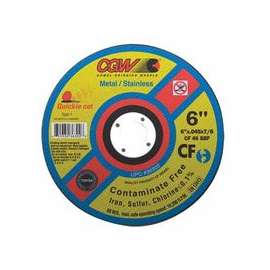 Contaminate Free Cut-Off Wheel, 6 in Dia, .045 in Thick, 36 Grit Alum. Oxide