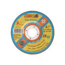 Contaminate Free Cut-Off Wheel, 4 1/2 in Dia, .045 in Thick, 60 Grit Alum. Oxide