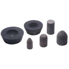 Resin Cones and Plugs, 1 1/2 in Dia, 3 in Thick, 5/8 Arbor, 24 Grit, Alum. Oxide