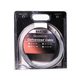 BARON 86005/50068 Aircraft Cable, 1/8 in Dia, 50 ft L, 340 lb Working Load, Galvanized Steel